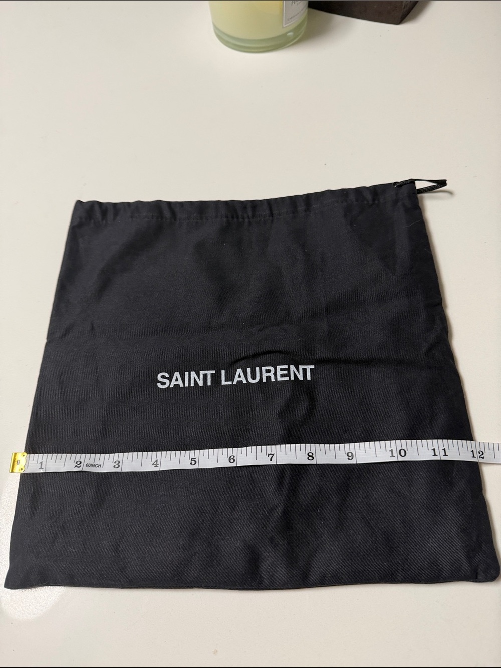 Saint Laurent Black Dust Pouch with White Logo